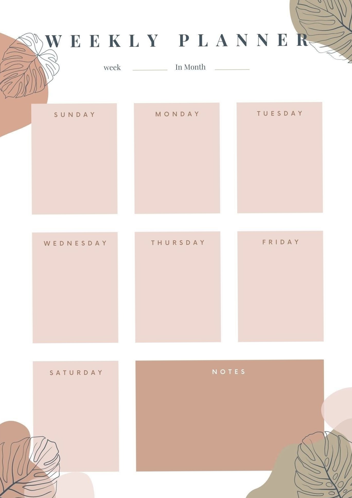 Pastel Monstera Weekly Planner Printable | Instant Download — 🌿 ☁️ stay inspired all year long