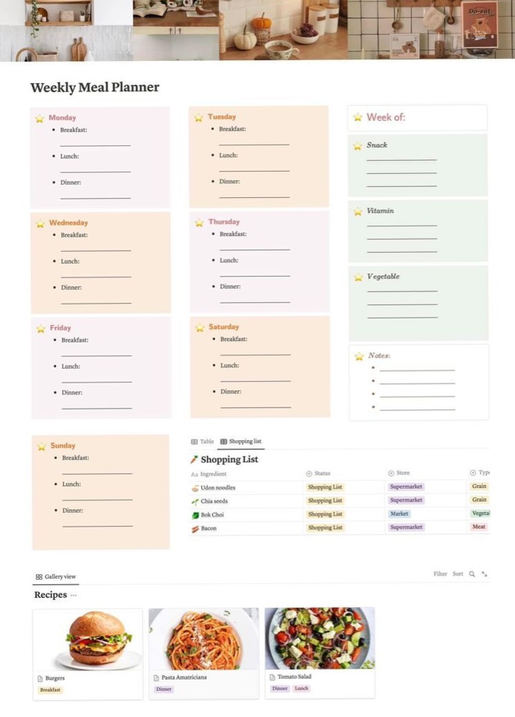 🎨 🎨 Pastel Notion Weekly Meal Planner Design | game-changing digital system