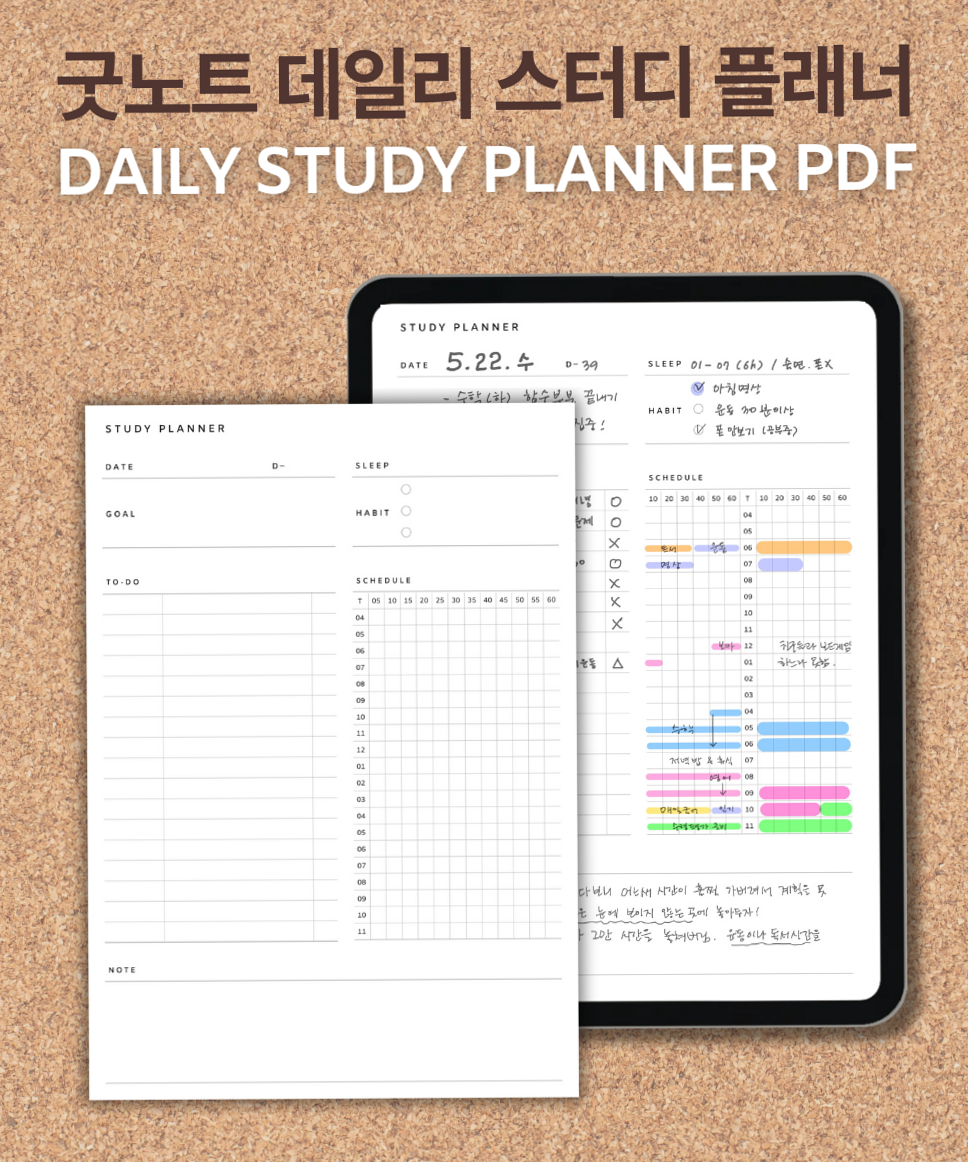 🖇️ 📝 데일리 스터디 플래너 PDF | 무료 다운로드 | stay inspired all year long