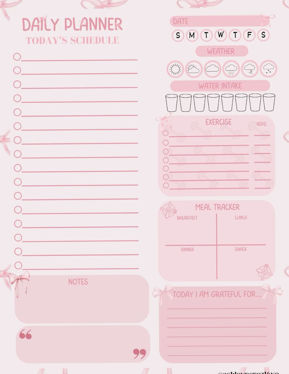 Pink Bows Daily Planner Design — 🎨 🪄 romanticize your routine