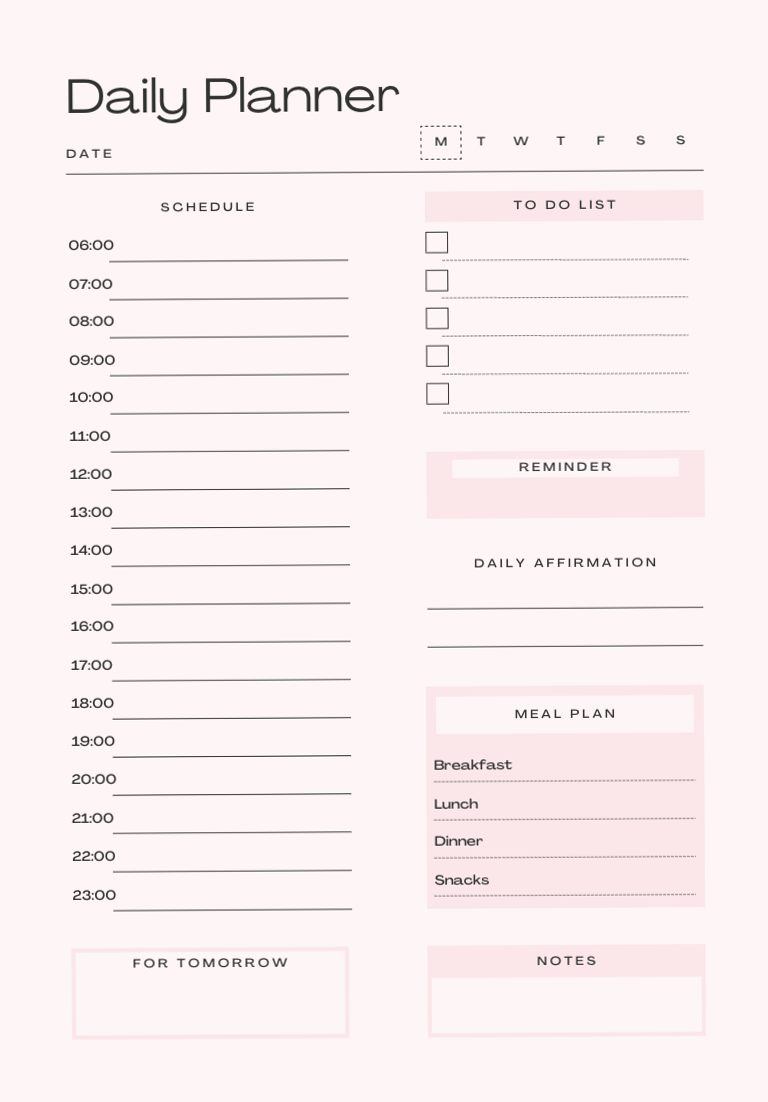 🥂 💌 Pink Daily Planner for Self-Care & Productivity | dream life manifestation