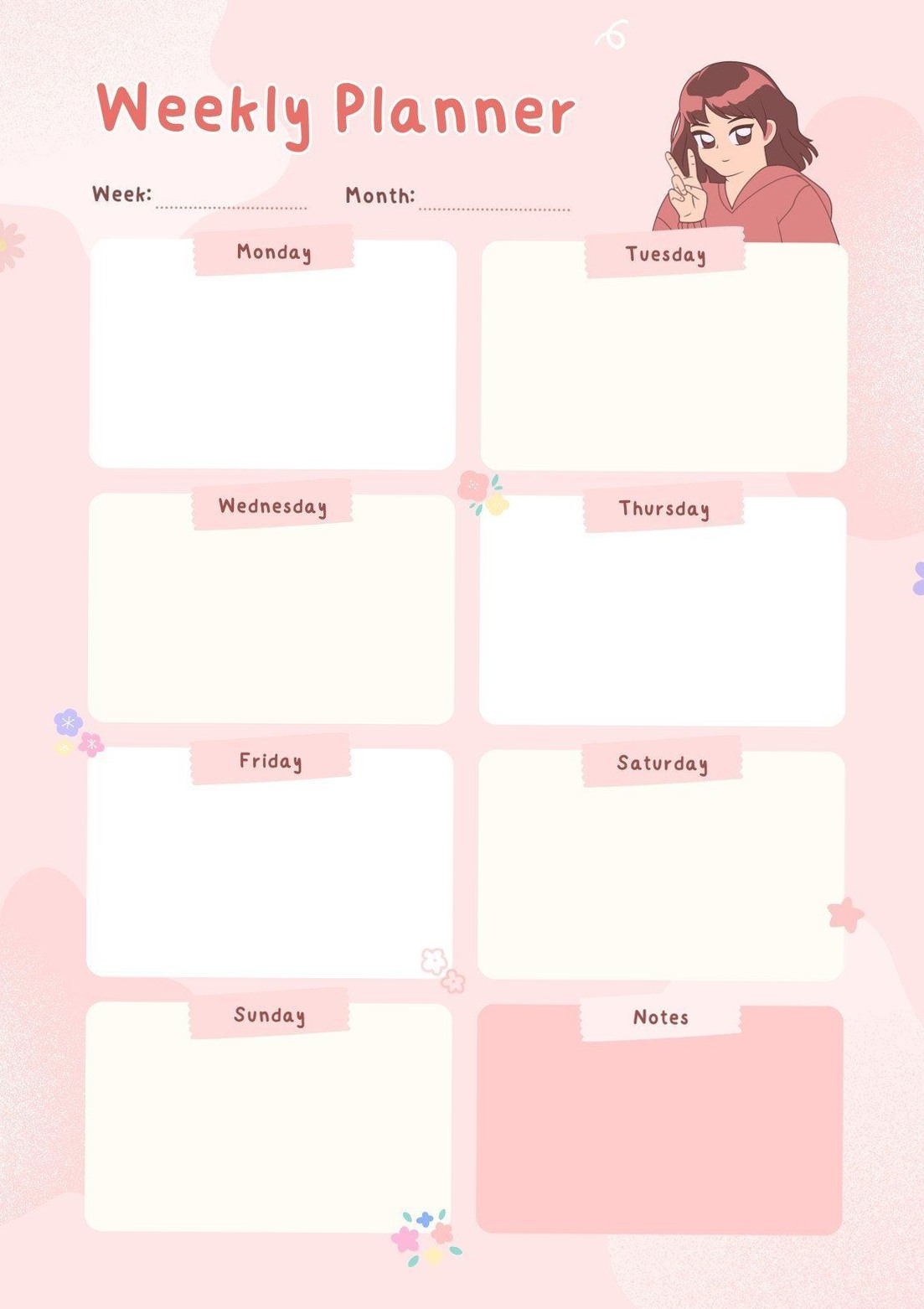 📍 📍 Pink Pastel Cute Weekly Planner | Kawaii Aesthetic Template | stay inspired all year long