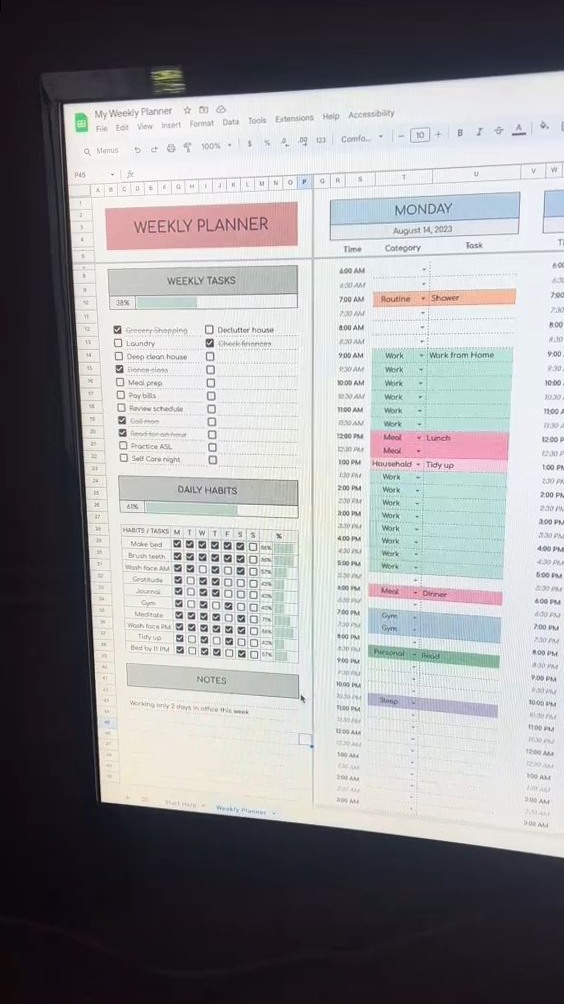 🪄 🖌️ Plan Your Week: Free Google Sheets Template | secret to staying productive