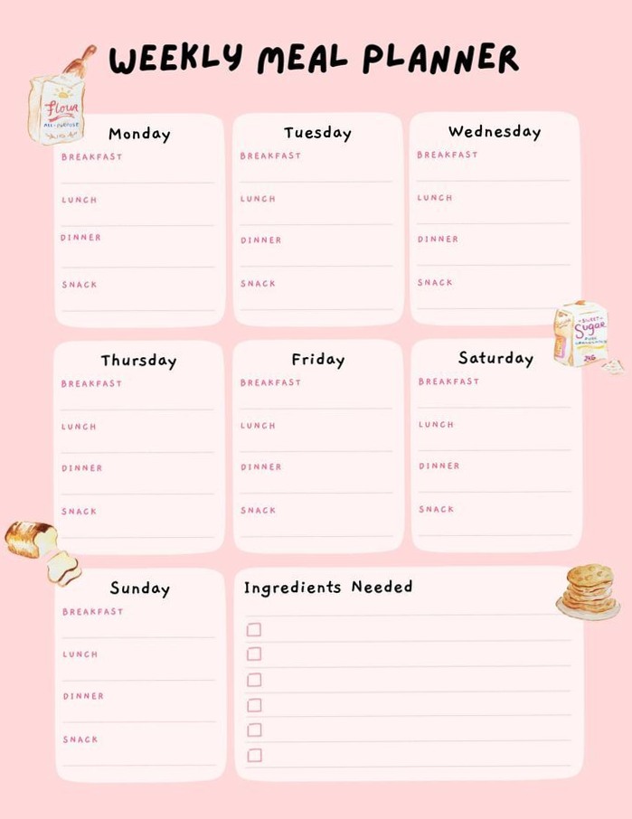 🎀 ☁️ Planificateur de Repas & Liste de Courses Design Créatif | secret to staying productive