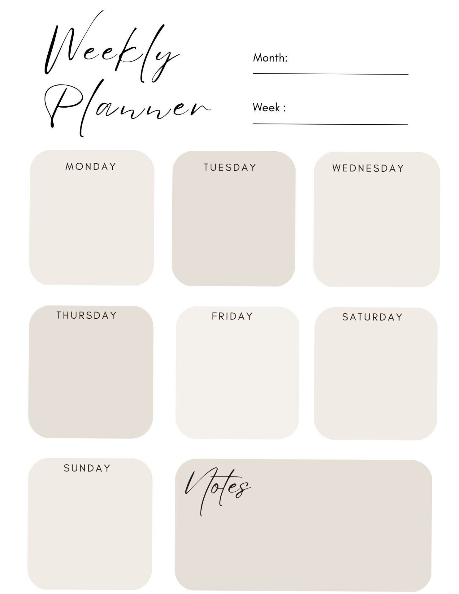 Planificateur hebdomadaire numérique et feuille téléchargeable #planner #organisation #designcréatif — 📊 📁 stay inspired all year long