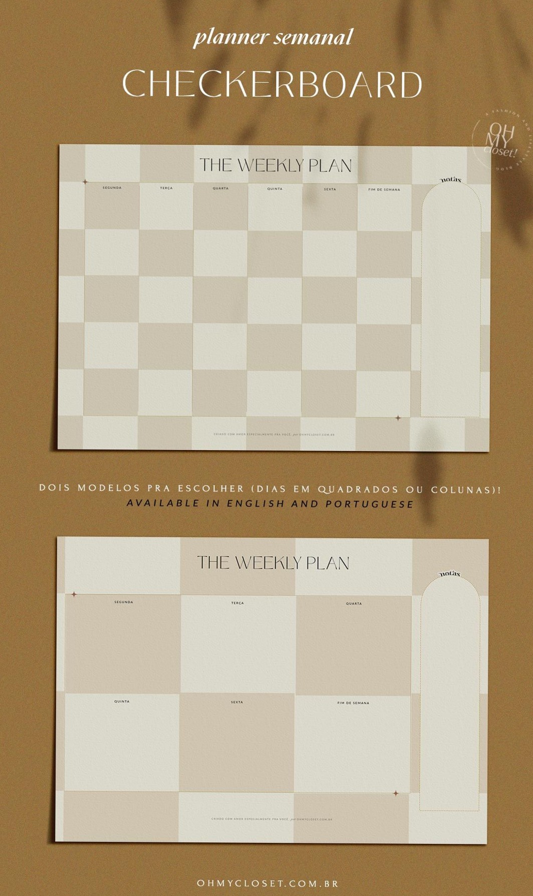 Planner Semanal Coleção Checkerboard | The Dolce Days — 🎨 🪄 stay inspired all year long