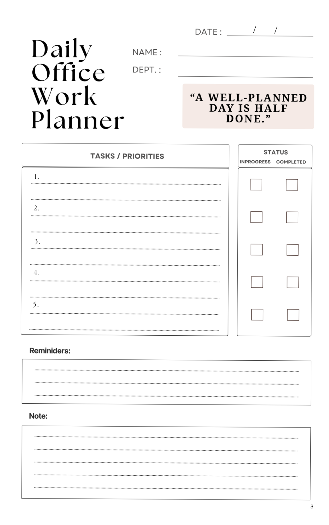 Printable Daily Office Planner for ADHD: Stay Organized & Focused — 🌸 🥂 dream life manifestation