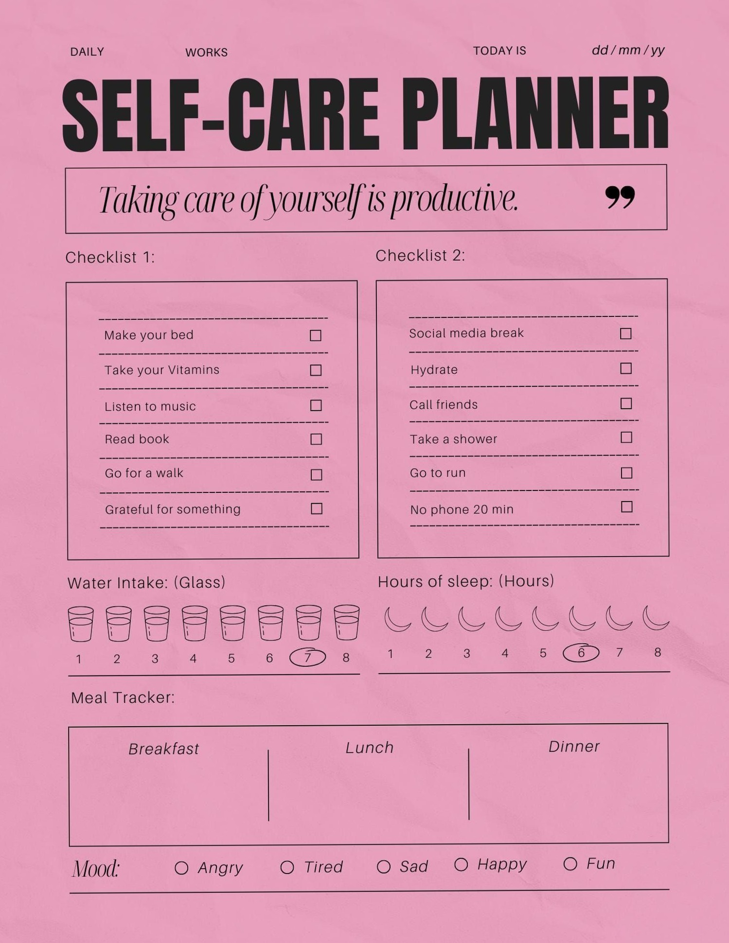 🎀 🌿 Printable Daily Planner — Time & Goal Organizer — Instant Download | romanticize your routine