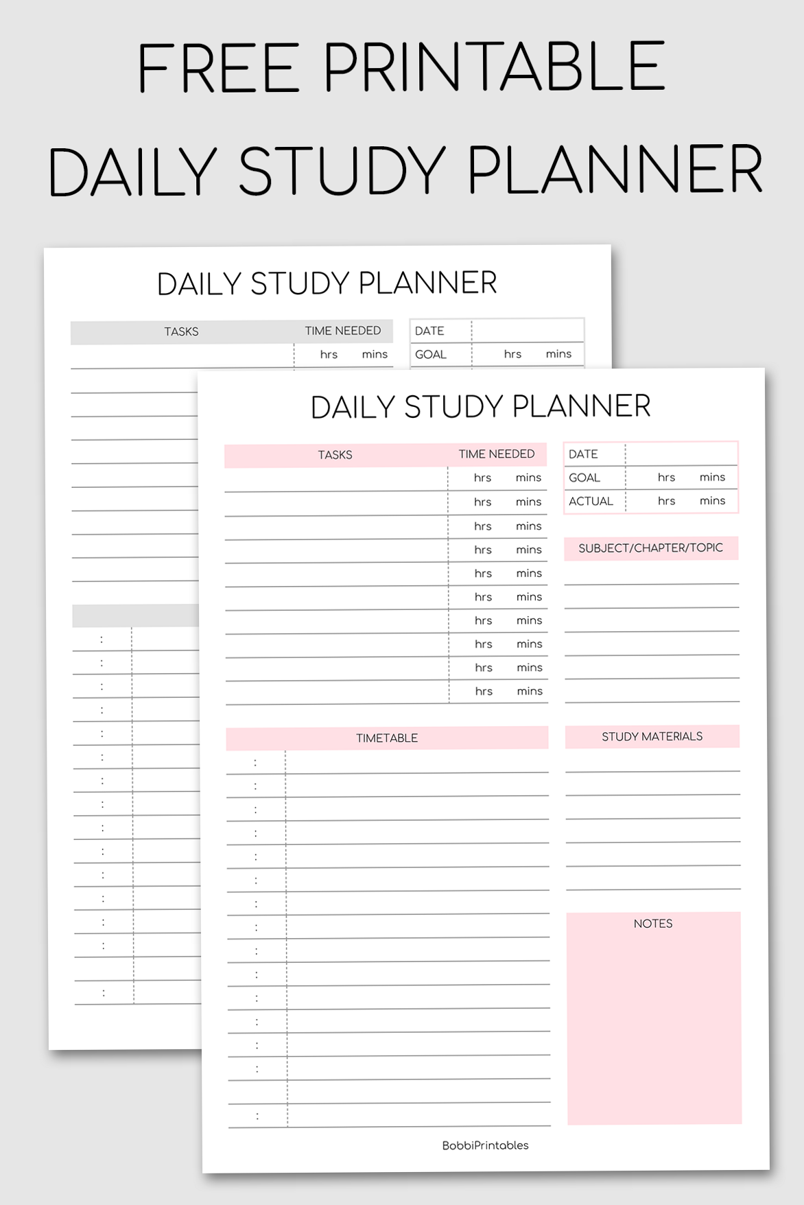 Printable Daily Study Planner for Productive Days — 🌈 🖌️ romanticize your routine