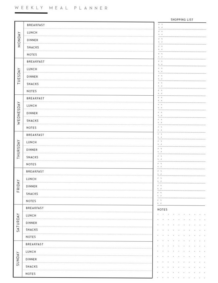 🍰 🍰 Printable Weekly Dinner Planner PDF Template | romanticize your routine