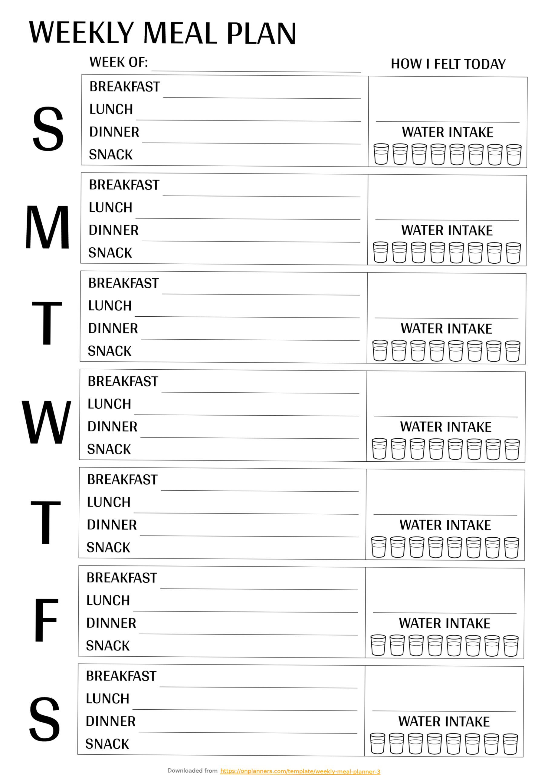 Printable Weekly Meal Plan PDF Template — 🕯️ ✨ dream life manifestation