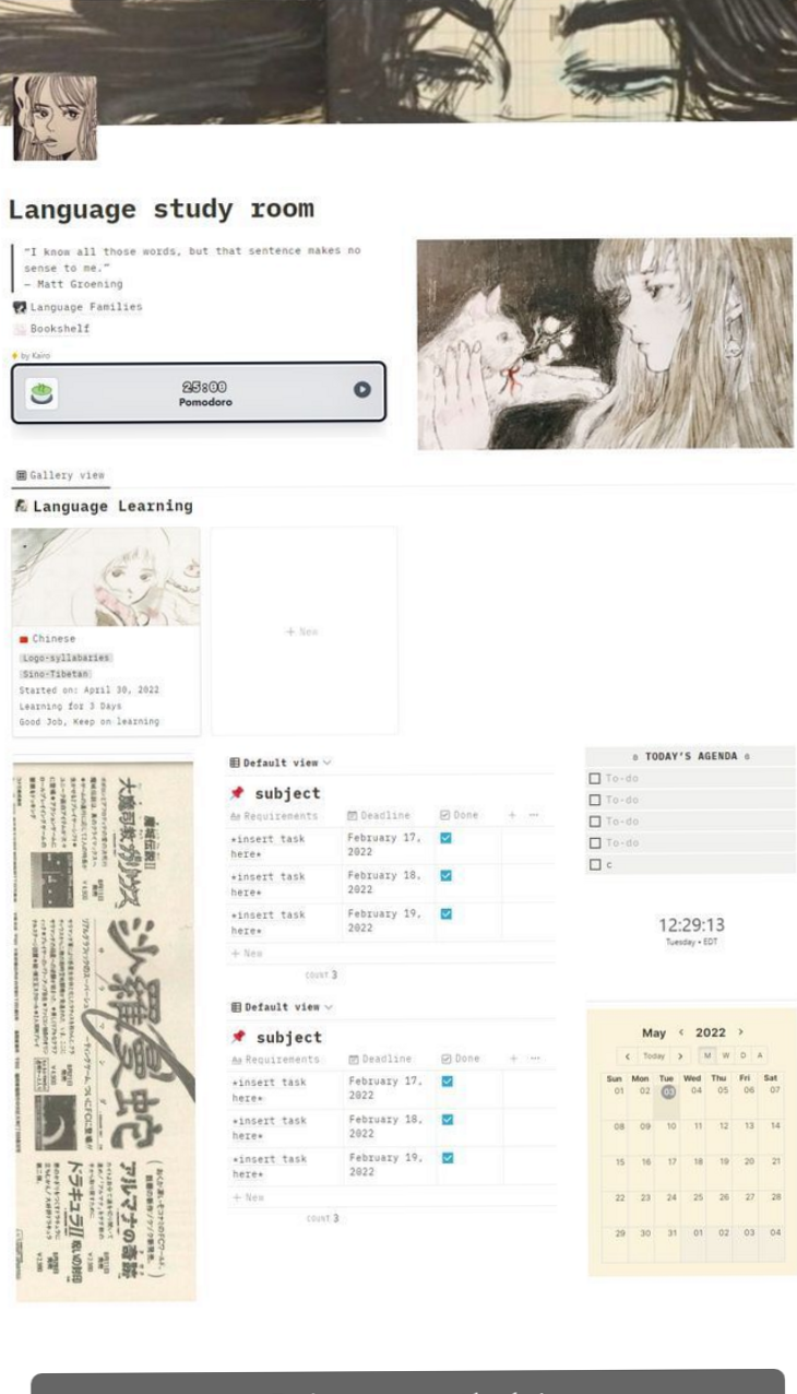 🌿 🤍 pro digital dashboard: Language Learning Notion Setup | Study Desk & Korean Template Ideas