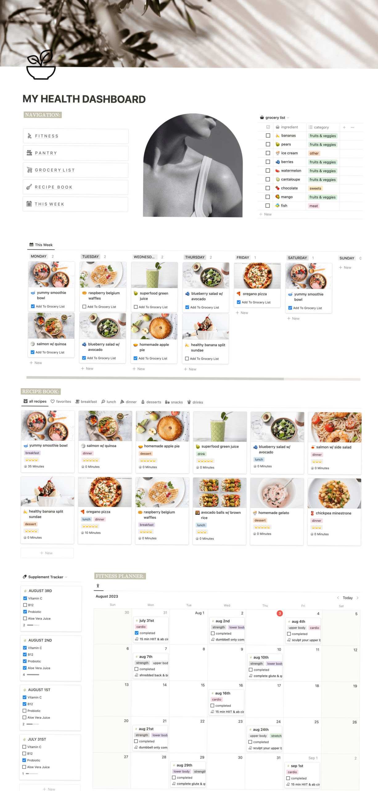 💍 🥂 pro digital dashboard: Notion Fitness Planner: Transform Your Body with Customizable Workouts & Nutrition 2720