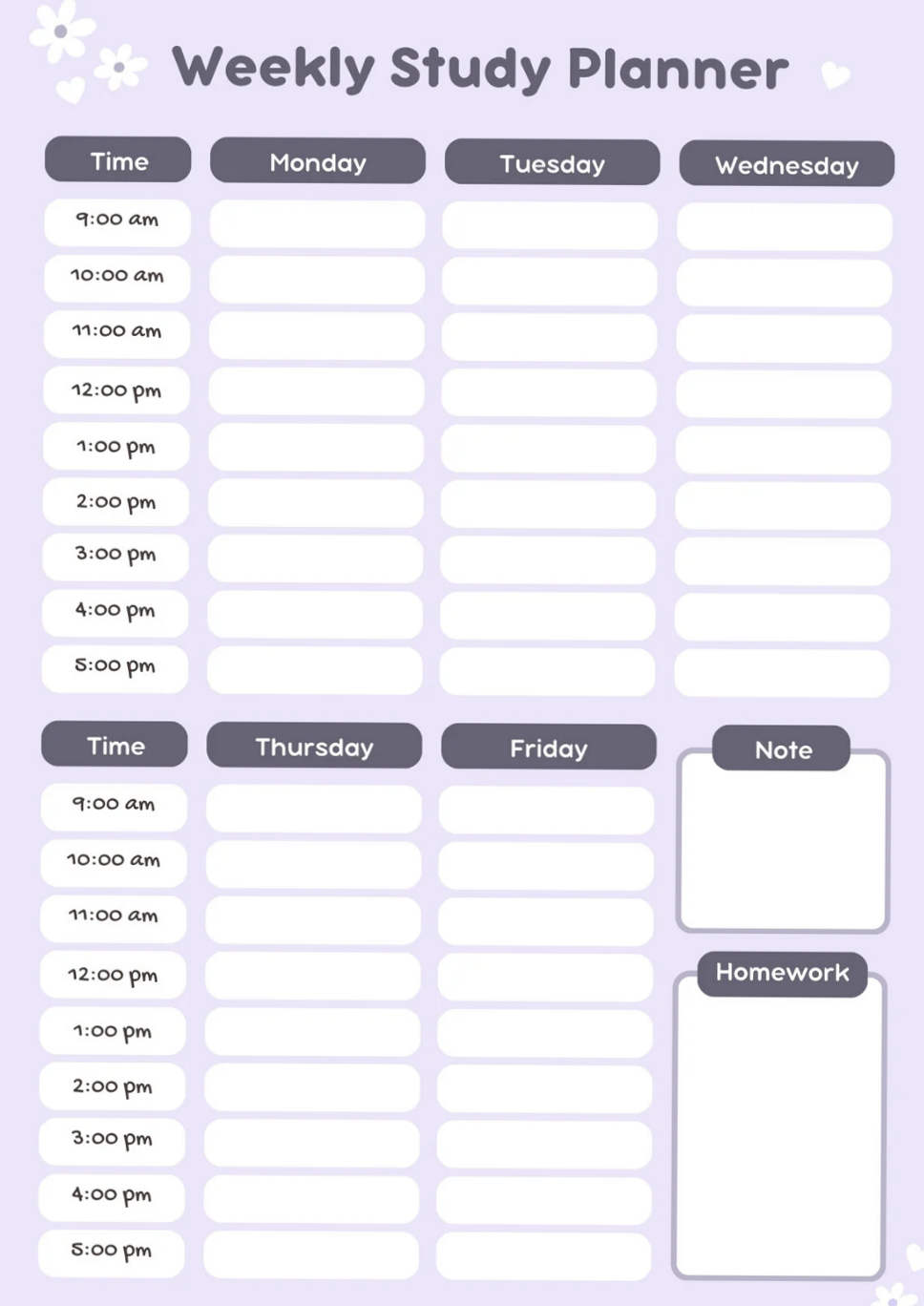 Purple & Gray Weekly Study Planner Templates for Creative Minds — 🥂 🥂 romanticize your routine