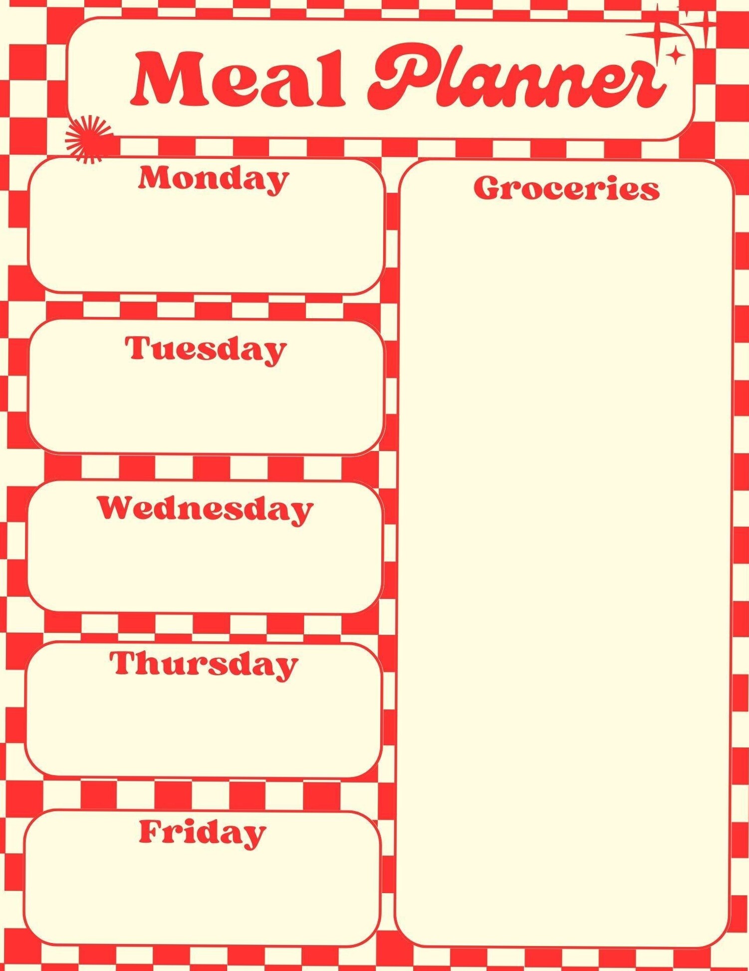 Retro Weekly Meal Planner Design — 🌿 ☁️ stay inspired all year long