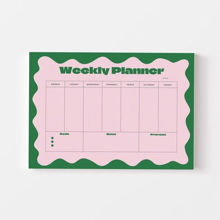 Retro Weekly Planner – Pink & Green Printable Organizer — 🌿 🤍 secret to staying productive