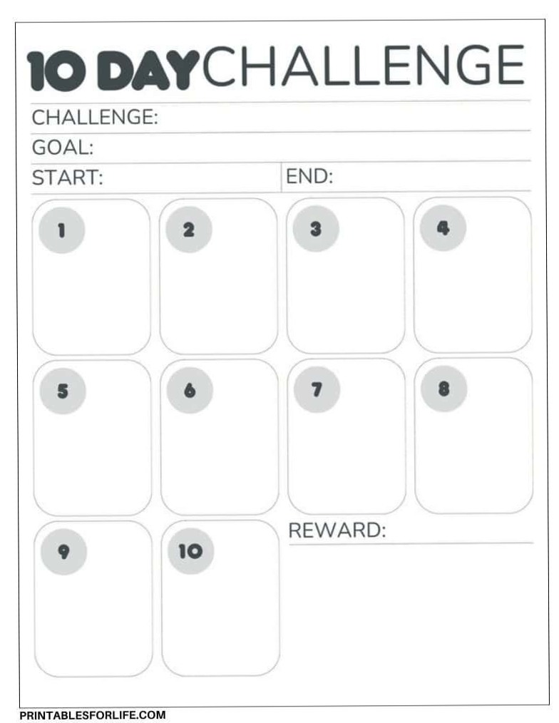 📊 🖇️ romanticize your routine: 10-Day Productivity Challenge Calendar for Creative Minds