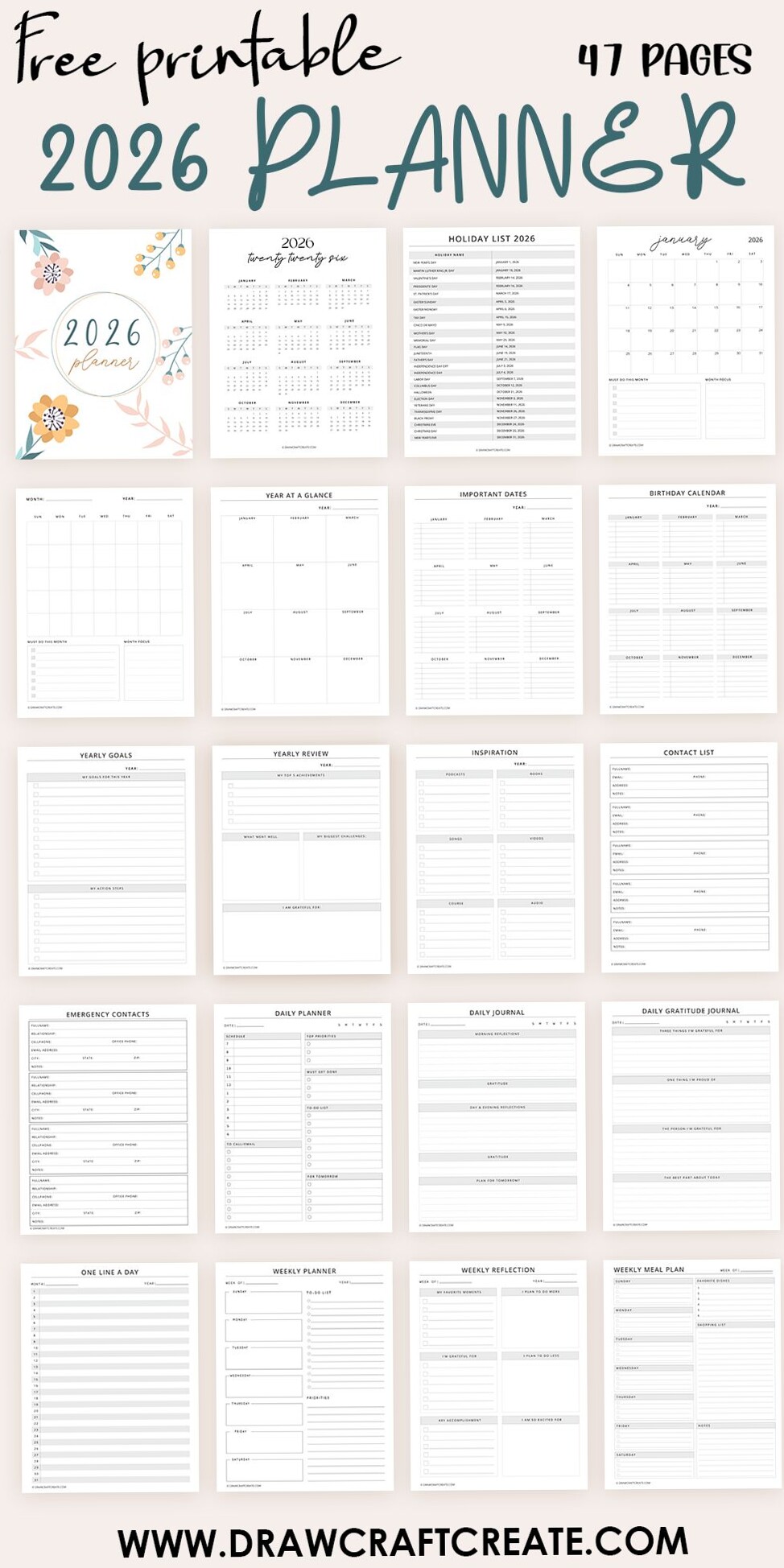 💍 💌 romanticize your routine: 2026 Planner Printable – 47 Beautiful Pages