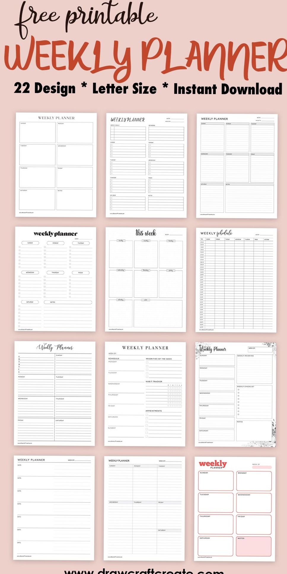 🤍 ✨ romanticize your routine: 30 Free Weekly Planner Printables for Creative Organization