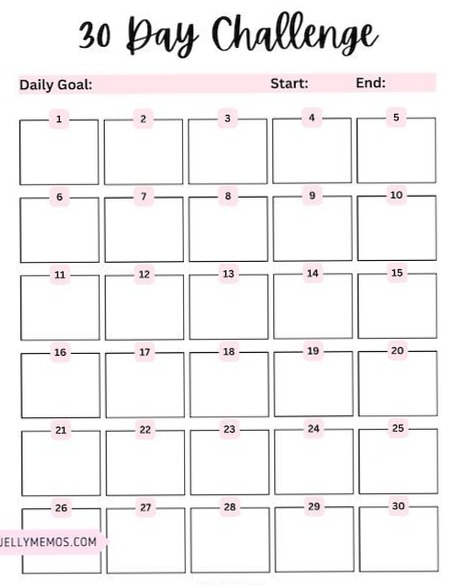 📅 📅 romanticize your routine: Cute 30 Day Challenge Printables for Goal Getters — JellyMemos