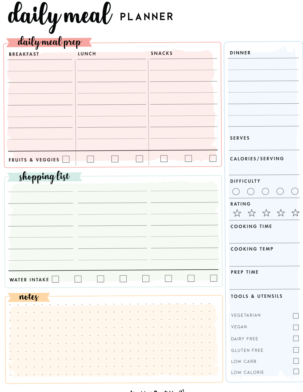 📊 📅 romanticize your routine: Daily Meal Planner Template for Creative Minds