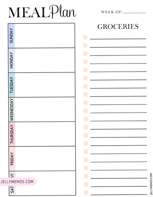🌸 🍰 romanticize your routine: Free Weekly Menu Planner Printable — More Colors!