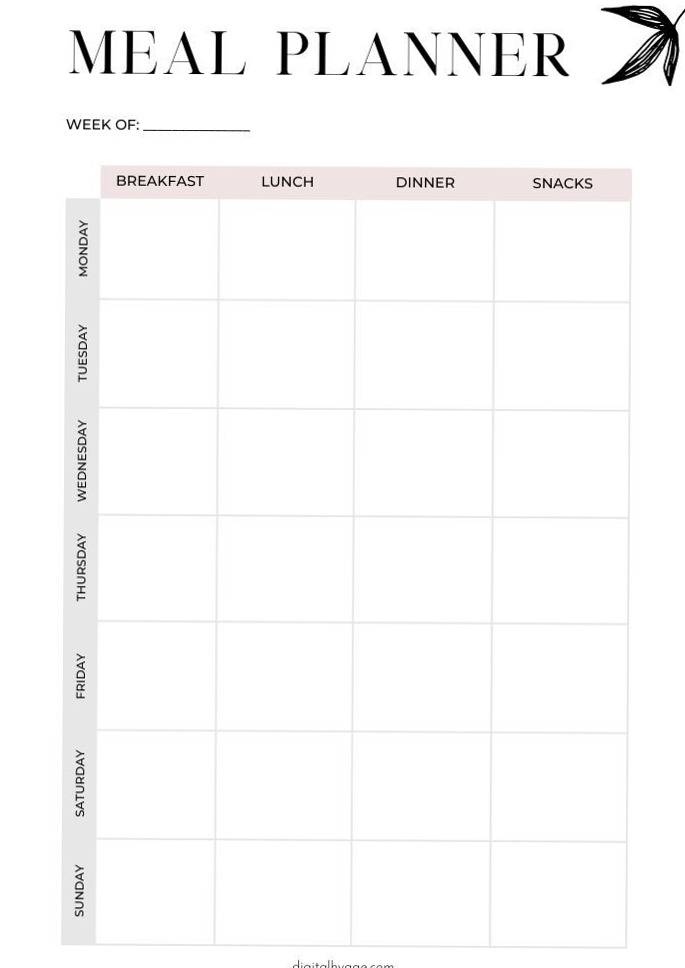 🕯️ 🎀 romanticize your routine: Free Weekly Meal Planner (Printable PDF)