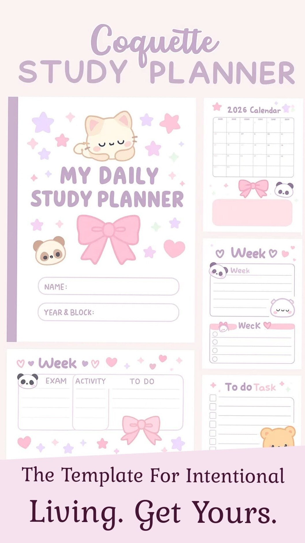 🌿 🕯️ romanticize your routine: Kawaii Coquette Study Planner for Academic Goals