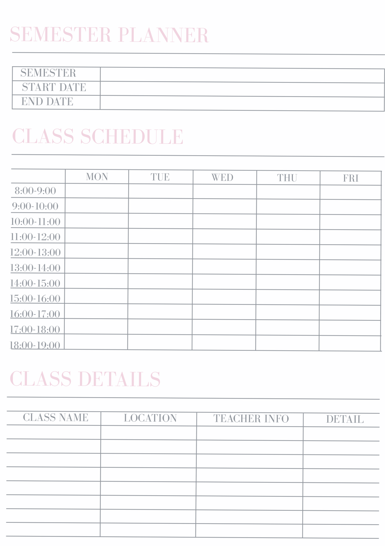📍 🪄 romanticize your routine: Minimalist Academic Study Planner Pink Gray Exam Prep PDF
