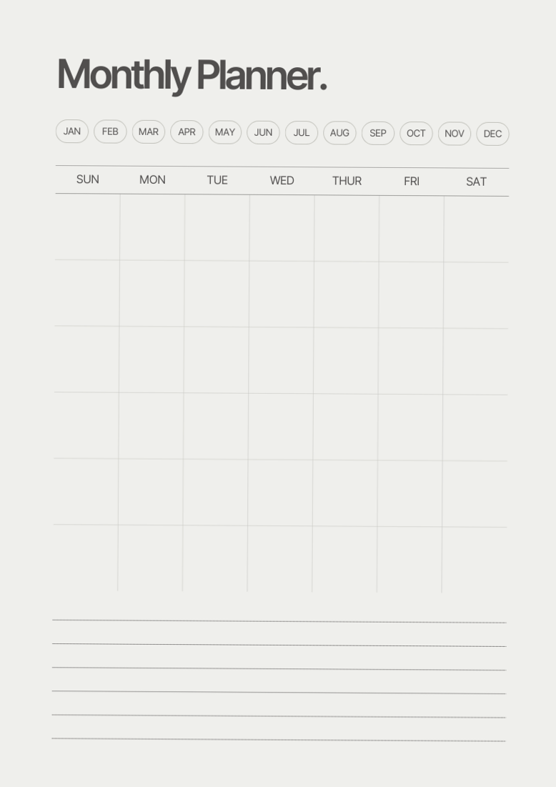 📌 📌 romanticize your routine: Modern Lined Monthly Planner Template | Free on Canva