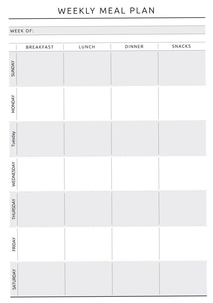 🍰 💍 romanticize your routine: Original Style Weekly Meal Plan Printable PDF