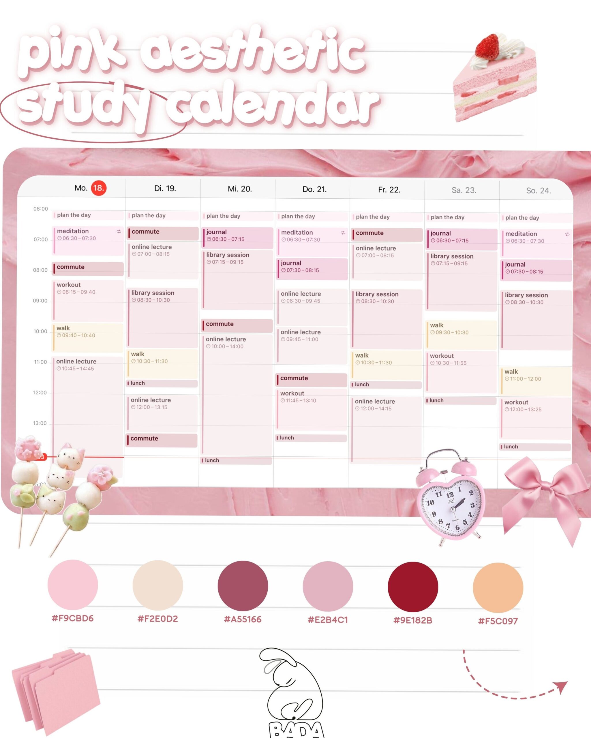 🎨 🎨 romanticize your routine: Pink Aesthetic Study Calendar for Creative Planning