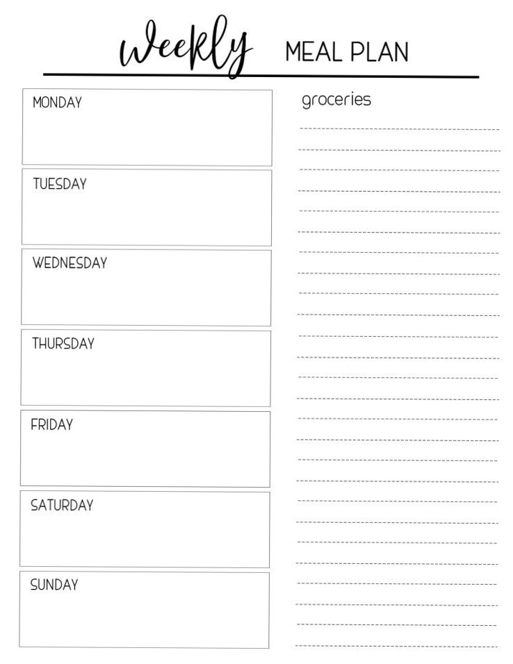 🥂 🌸 romanticize your routine: Printable Meal Planning Template | Paper Trail Design