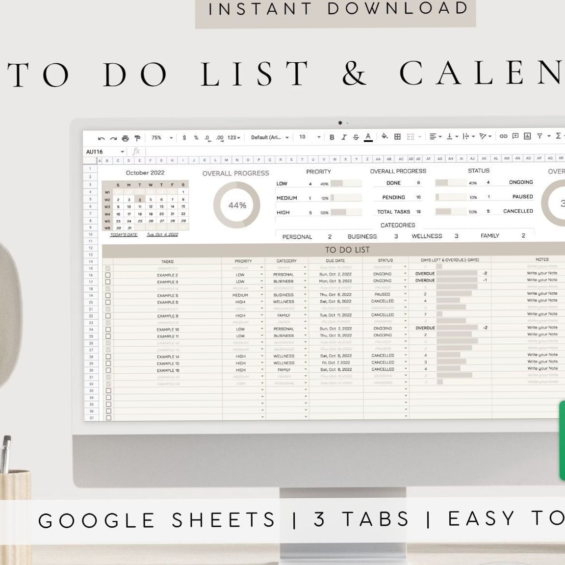🌿 ☁️ romanticize your routine: Ultimate To-Do List Template: Google Sheets, Excel & Free Download