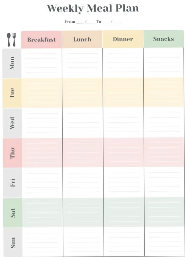 📁 📝 romanticize your routine: Weekly Meal Plan Template | Free Google Docs Design