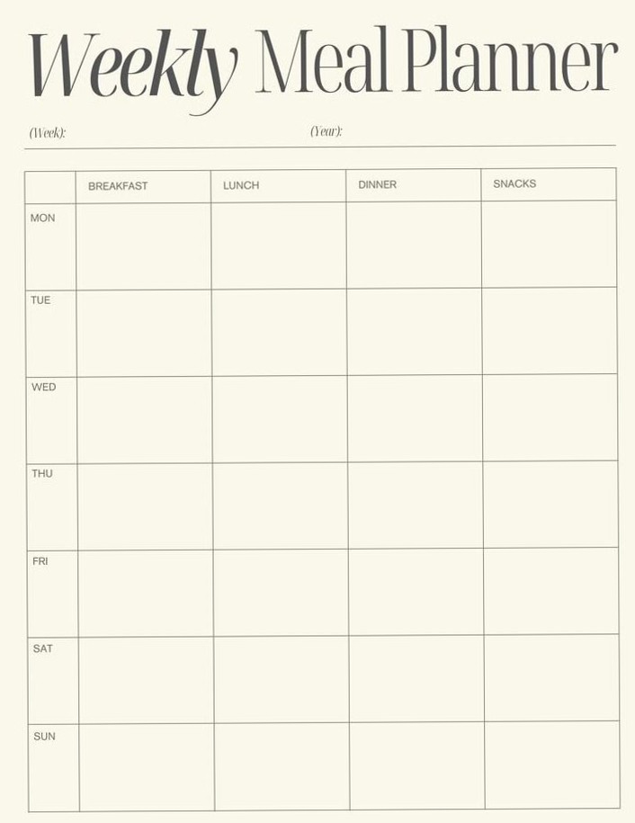 📌 📌 romanticize your routine: Weekly Food Planner — Digital Design & Creative Assets
