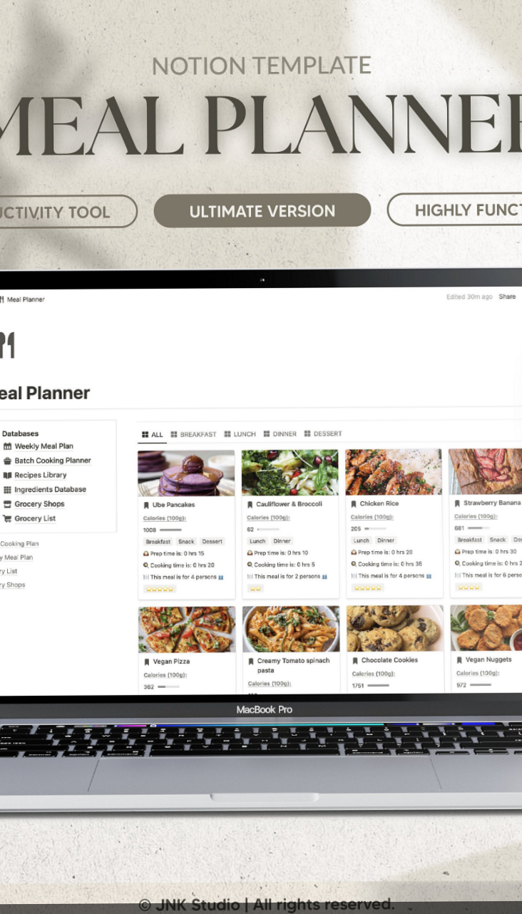 📝 📌 romanticize your routine: Weekly Meal Planner Template for Easy Meal Prep & Groceries