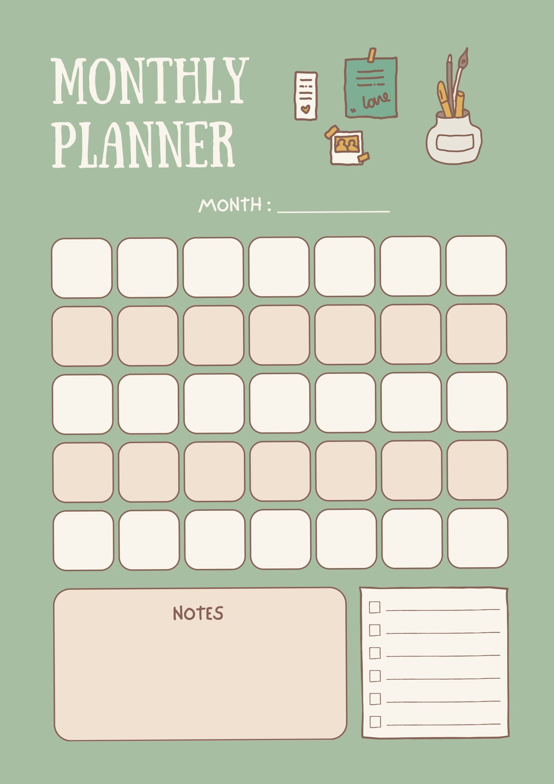 🌸 🥂 Sage Green Monthly Planner Printable | dream life manifestation