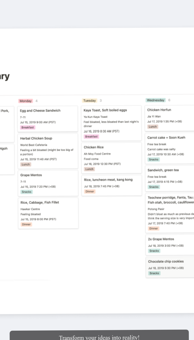 📁 📅 seamless organization hack: Notion Food Diary Template | Meal Tracker & Eating Journal
