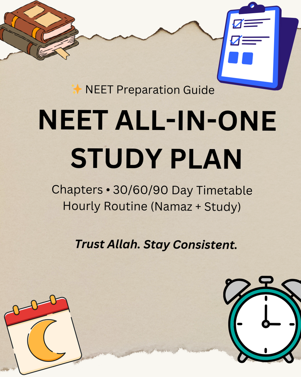 🥂 🍰 secret to staying productive: NEET Study Plan | 30-60-90 Day Timetable & Hourly Routine