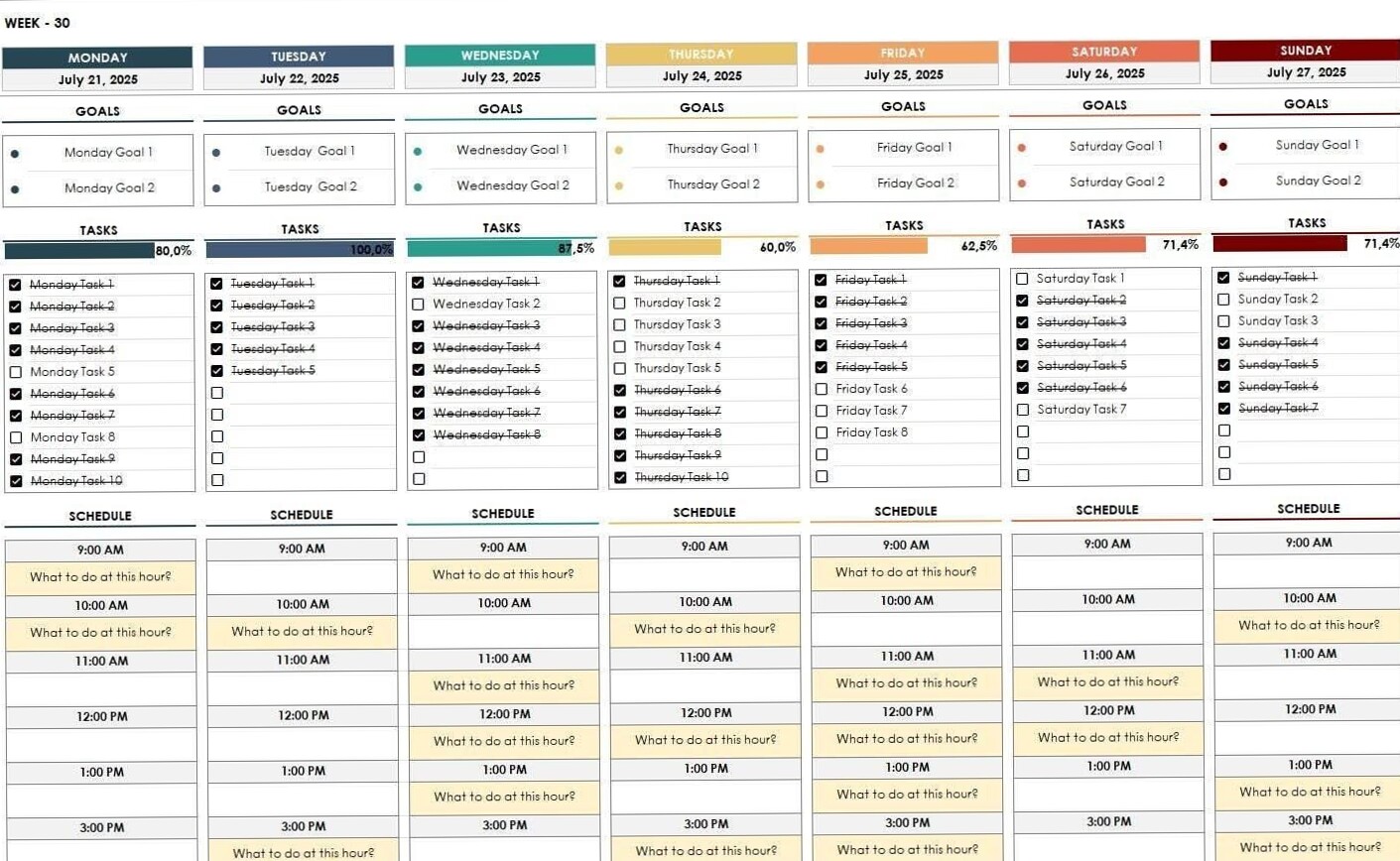 🥂 👰 secret to staying productive: Weekly Planning Made Easy with Our Excel Template
