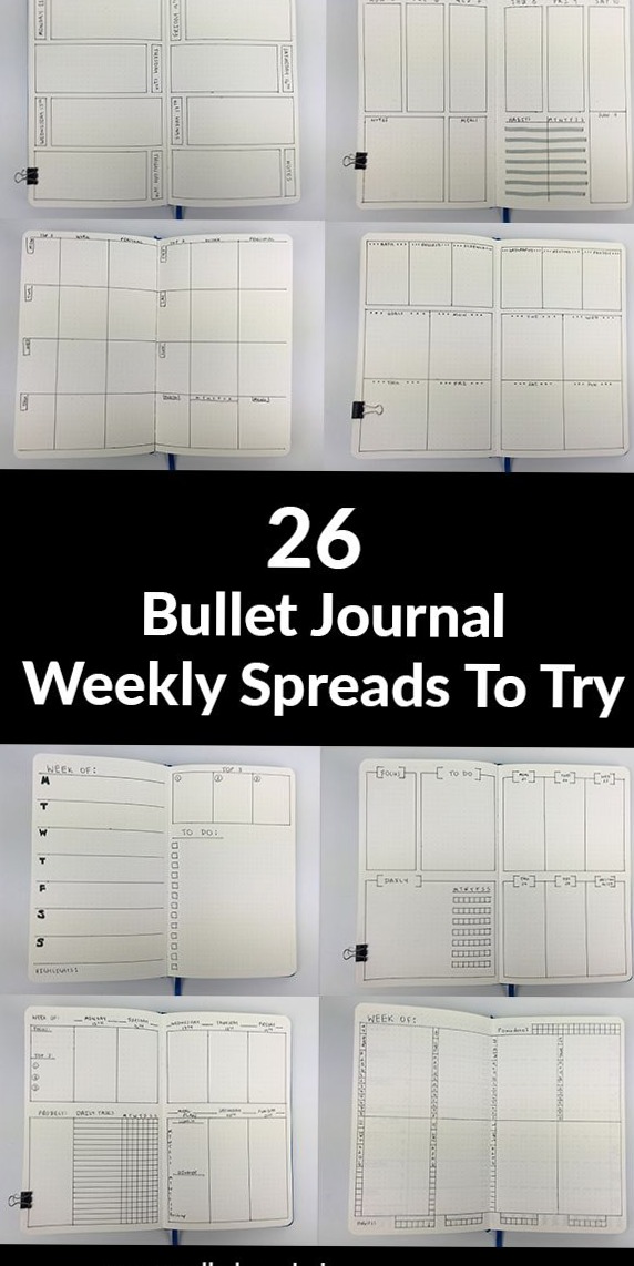 💌 💌 secret to staying productive: Bullet Journal Weekly Spreads: 26 Creative Layouts