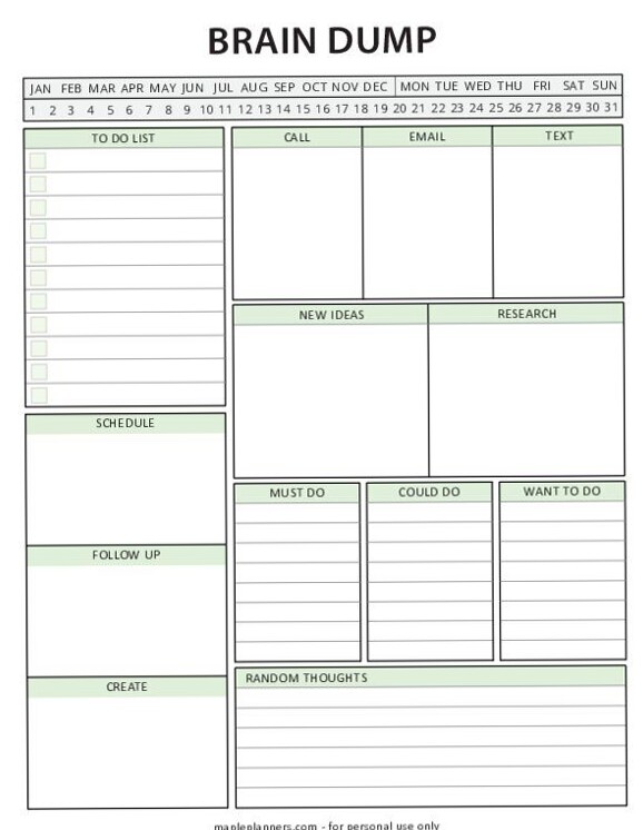 📌 🖇️ secret to staying productive: Brain Dump Template | To Do List Printable