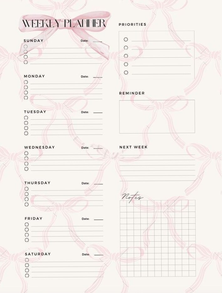 ☁️ 🤍 secret to staying productive: Free Weekly Meal Planner & Grocery List Printables