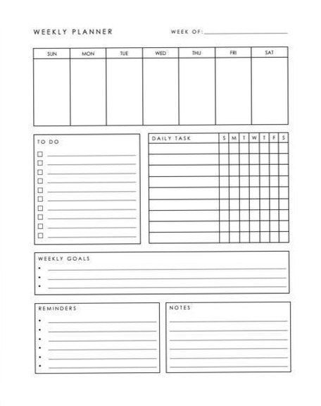 📁 📁 secret to staying productive: Planificateur hebdomadaire minimaliste et téléchargeable