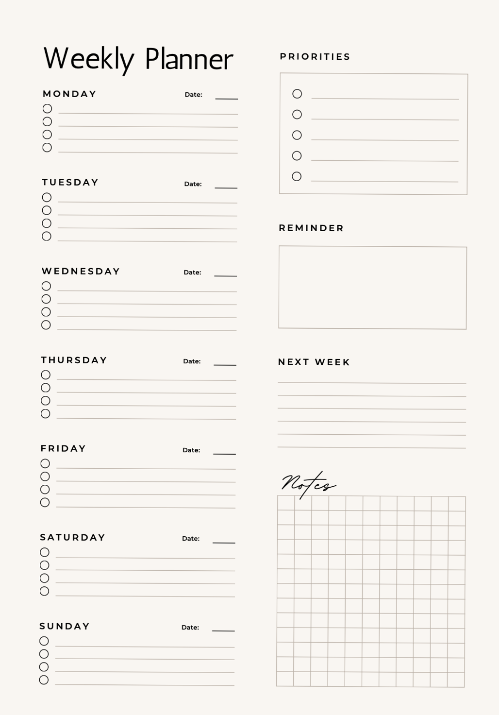 🕯️ 🎀 secret to staying productive: Minimalist Weekly Planner 2026 | Printable Organization Design