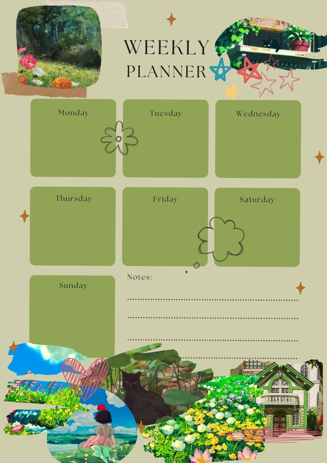 🕯️ 🎀 secret to staying productive: Gibli Weekly Planner — Digital Design & Creative Planning Tool