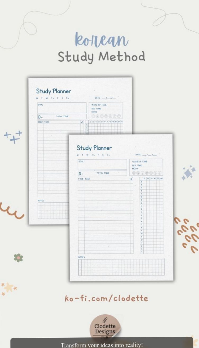 📊 📌 secret to staying productive: Korean Study Planner for Students & Exam Prep | Digital Printables