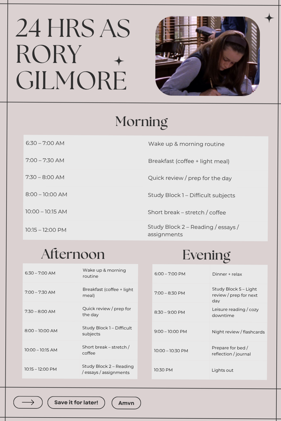 🎨 🌈 secret to staying productive: Daily Study Routine: Rory Gilmore Edition
