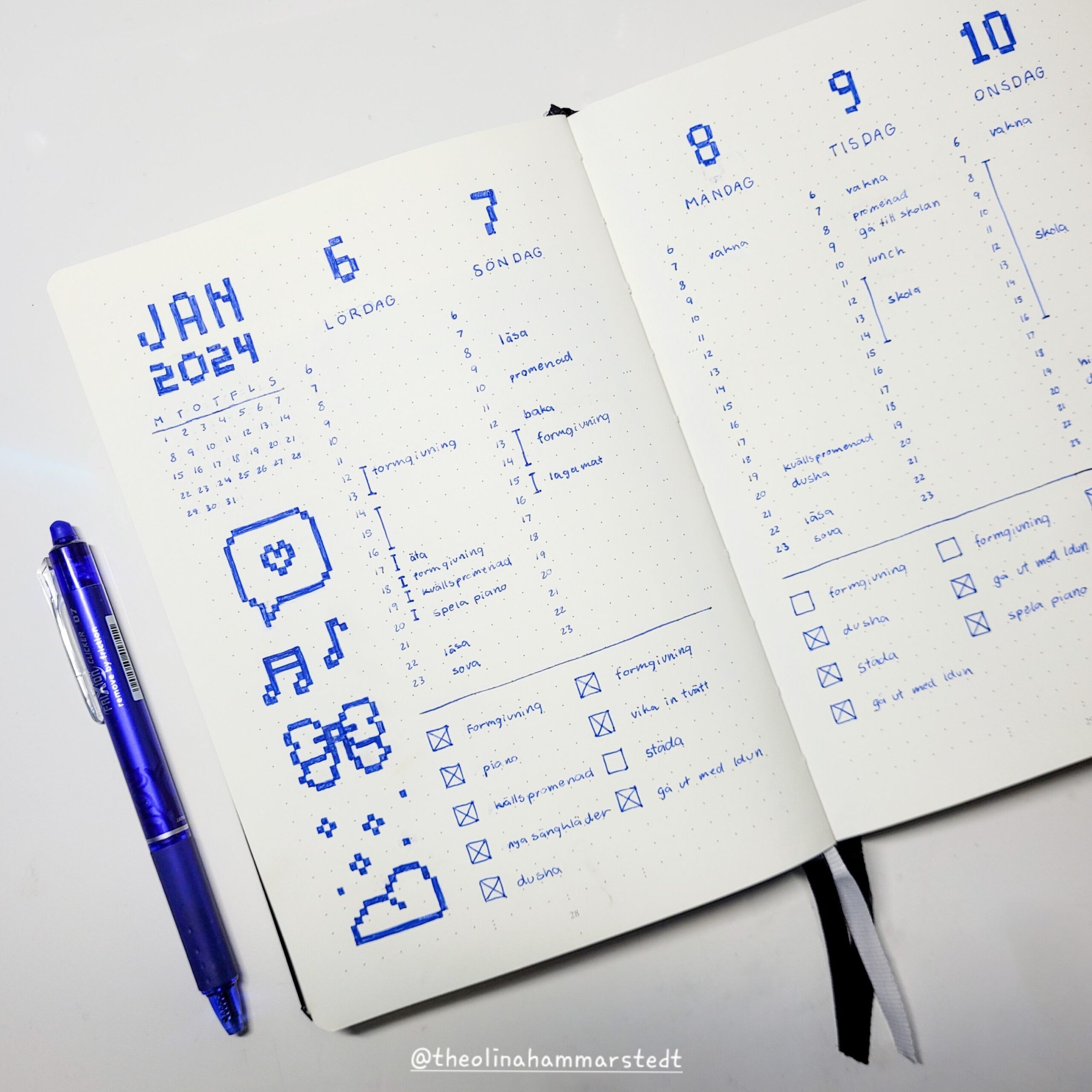 💍 🥂 secret to staying productive: Digital Weekly Spread for Bullet Journal Inspiration